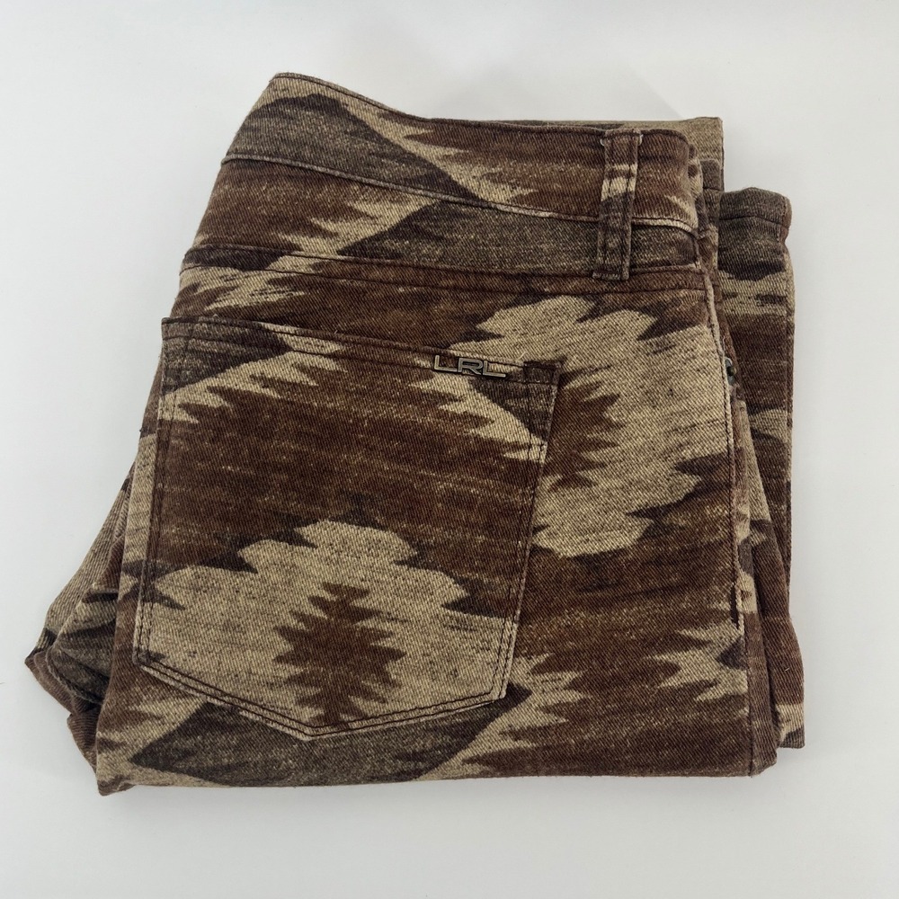 Lauren Jeans Co Ralph Lauren Skinny Pants Womens 10 Brown Southwest Aztec Print